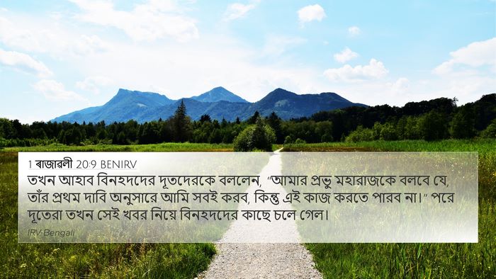 1 ৰাজাৱলী 20:9 BENIRV 4K Wallpaper - তখন আহাব বিনহদদের - 4K Wallpaper Bible Verse