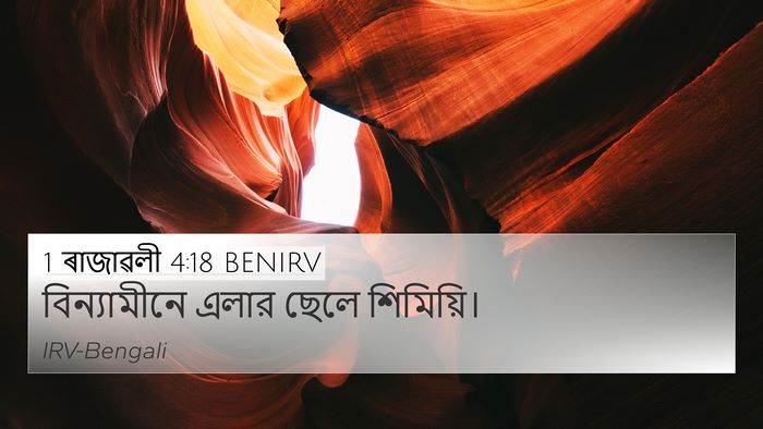 1 ৰাজাৱলী 4:18 BENIRV 4K Wallpaper - বিন্যামীনে এলার - 4K Wallpaper Bible Verse