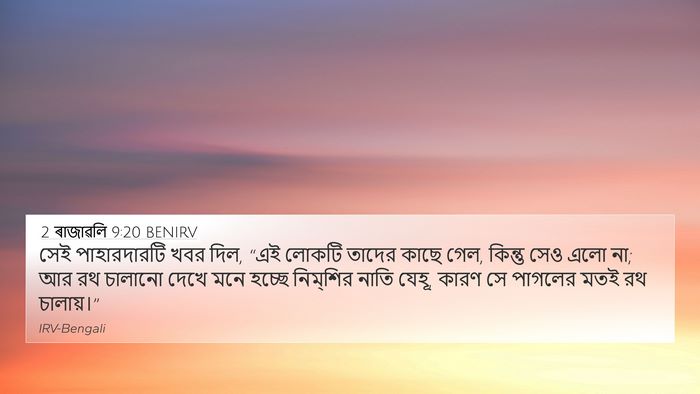 2 ৰাজাৱলি 9:20 BENIRV Bible Verse Image