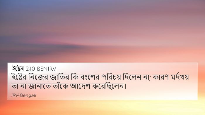 ইষ্টেৰ 2:10 BENIRV Bible Verse Image