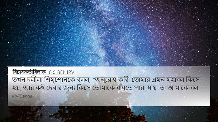 বিচাৰকর্তাবিলাক 16:6 BENIRV Bible Verse Image
