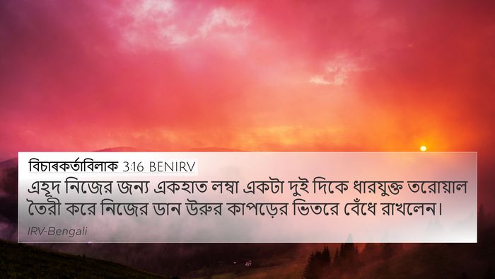 বিচাৰকর্তাবিলাক 3:16 BENIRV 4K Wallpaper - এহূদ নিজের জন্য - 4K Wallpaper Bible Verse
