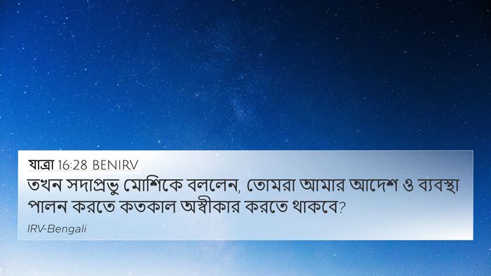 যাত্ৰা 16:28 BENIRV Bible Verse Image