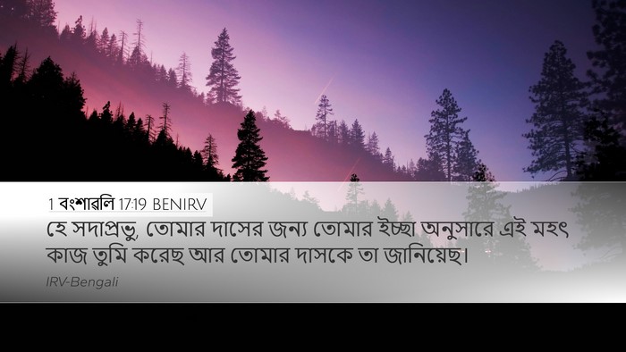1 বংশাৱলি 17:19 BENIRV Desktop Wallpaper - হে সদাপ্রভু, তোমার - Desktop Bible Verse Wallpaper