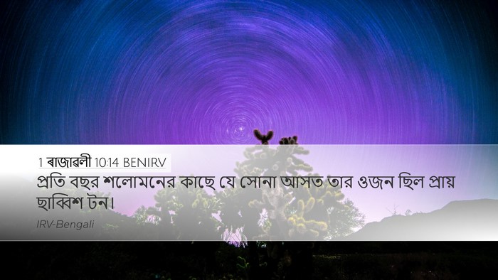 1 ৰাজাৱলী 10:14 BENIRV Bible Verse Image