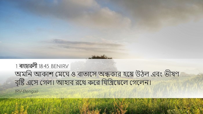 1 ৰাজাৱলী 18:45 BENIRV Desktop Wallpaper - অমনি আকাশ মেঘে ও - Desktop Bible Verse Wallpaper