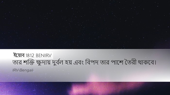 ইয়োব 18:12 BENIRV Desktop Wallpaper - তার শক্তি - Desktop Bible Verse Wallpaper