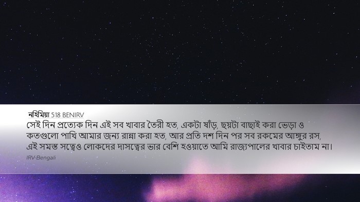 নহিমিয়া 5:18 BENIRV Desktop Wallpaper - সেই দিন প্রত্যেক - Desktop Bible Verse Wallpaper