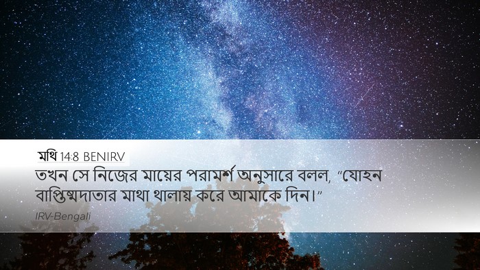 মথি 14:8 BENIRV Desktop Wallpaper - তখন সে নিজের - Desktop Bible Verse Wallpaper