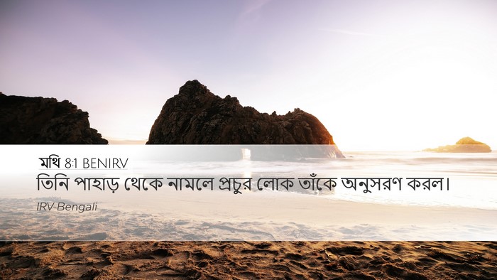 মথি 8:1 BENIRV Desktop Wallpaper - তিনি পাহাড় থেকে - Desktop Bible Verse Wallpaper