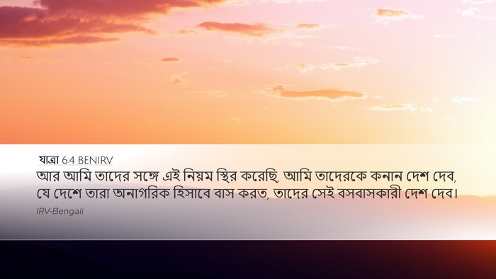 যাত্ৰা 6:4 BENIRV Desktop Wallpaper - আর আমি তাদের সঙ্গে - Desktop Bible Verse Wallpaper