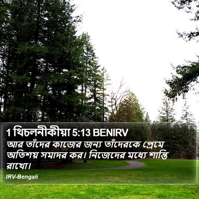 1 থিচলনীকীয়া 5:13 BENIRV Bible Verse Image