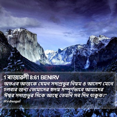 1 ৰাজাৱলী 8:61 BENIRV Bible Verse Image