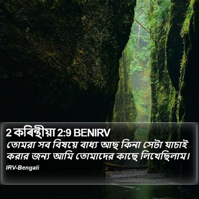 2 কৰিন্থীয়া 2:9 BENIRV Bible Verse Image