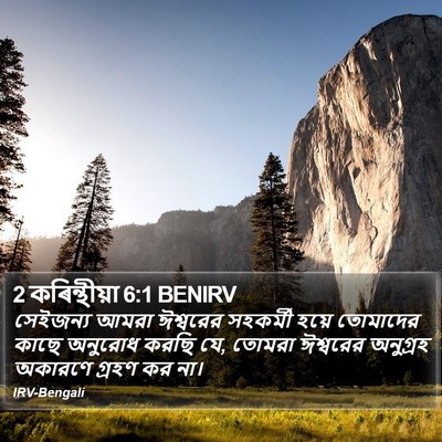 2 কৰিন্থীয়া 6:1 BENIRV Bible Verse Image