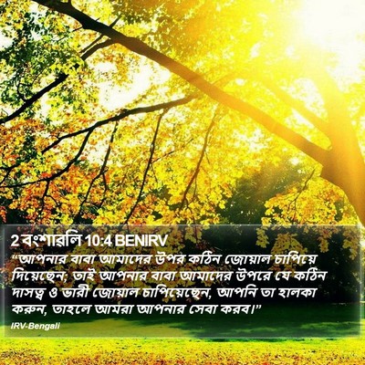 2 বংশাৱলি 10:4 BENIRV Bible Verse Image
