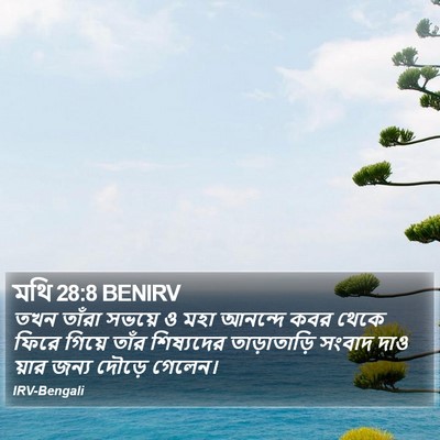 মথি 28:8 BENIRV Bible Verse Image