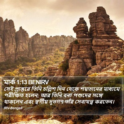 মার্ক 1:13 BENIRV Bible Verse Image