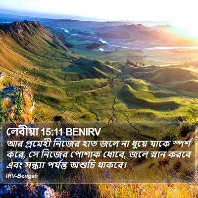 লেবীয়া 15:11 BENIRV Bible Verse Image