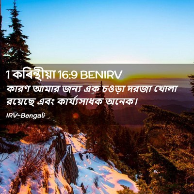 Picture 02 - 1 কৰিন্থীয়া 16:9 BENIRV - কারণ আমার জন্য এক - Bible Verse Picture