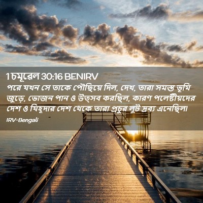 Picture 02 - 1 চমূৱেল 30:16 BENIRV - পরে যখন সে তাকে - Bible Verse Picture