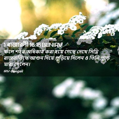 Picture 02 - 1 ৰাজাৱলী 16:18 BENIRV - ফলে শহর অধিকার করা - Bible Verse Picture