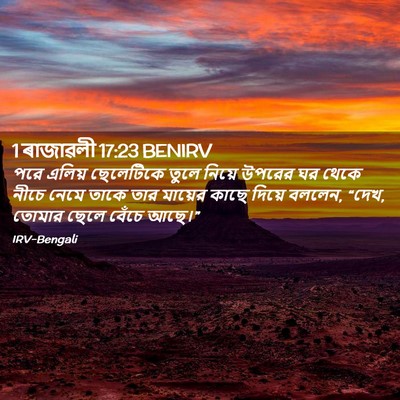 Picture 02 - 1 ৰাজাৱলী 17:23 BENIRV - পরে এলিয় - Bible Verse Picture