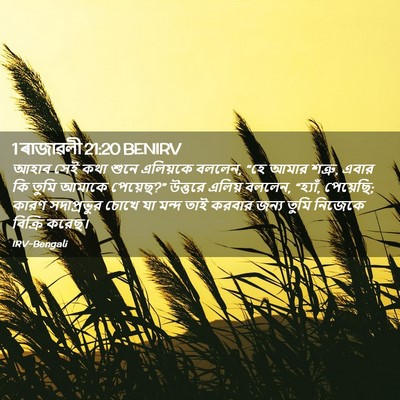Picture 02 - 1 ৰাজাৱলী 21:20 BENIRV - আহাব সেই কথা শুনে - Bible Verse Picture