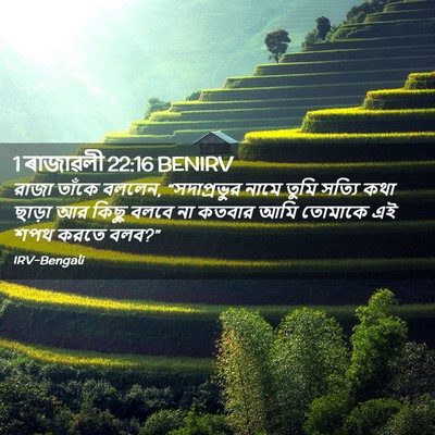 Picture 02 - 1 ৰাজাৱলী 22:16 BENIRV - রাজা তাঁকে বললেন, - Bible Verse Picture