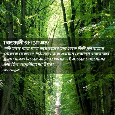 Picture 02 - 1 ৰাজাৱলী 5:14 BENIRV - প্রতি মাসে পালা - Bible Verse Picture