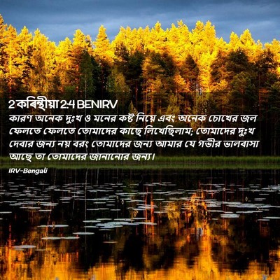 Picture 02 - 2 কৰিন্থীয়া 2:4 BENIRV - কারণ অনেক দুঃখ ও - Bible Verse Picture