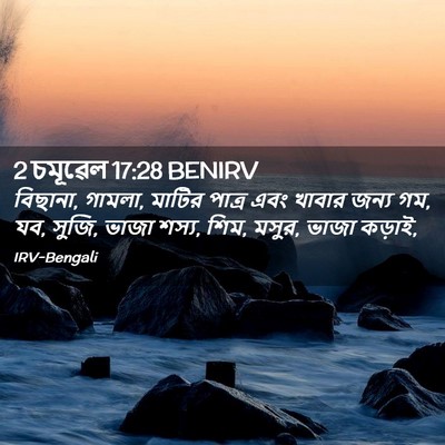 Picture 02 - 2 চমূৱেল 17:28 BENIRV - বিছানা, গামলা, - Bible Verse Picture
