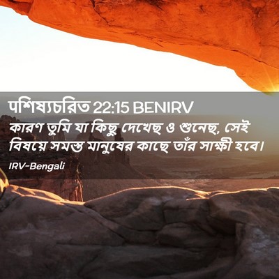 Picture 02 - पশিষ্যচরিত 22:15 BENIRV - কারণ তুমি যা কিছু - Bible Verse Picture