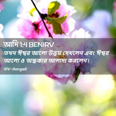 Picture 02 - আদি 1:4 BENIRV - তখন ঈশ্বর আলো - Bible Verse Picture
