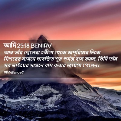 Picture 02 - আদি 25:18 BENIRV - আর তাঁর ছেলেরা - Bible Verse Picture