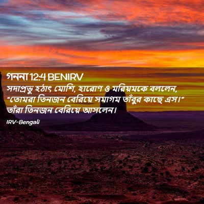 Picture 02 - গননা 12:4 BENIRV - সদাপ্রভু হঠাৎ - Bible Verse Picture