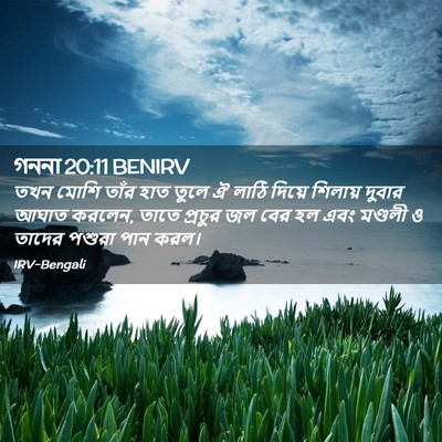 Picture 02 - গননা 20:11 BENIRV - তখন মোশি তাঁর হাত - Bible Verse Picture