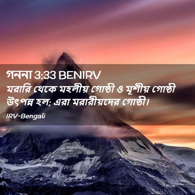 Picture 02 - গননা 3:33 BENIRV - মরারি থেকে মহলীয় - Bible Verse Picture