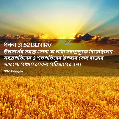 Picture 02 - গননা 31:52 BENIRV - উত্সর্গের সমস্ত - Bible Verse Picture
