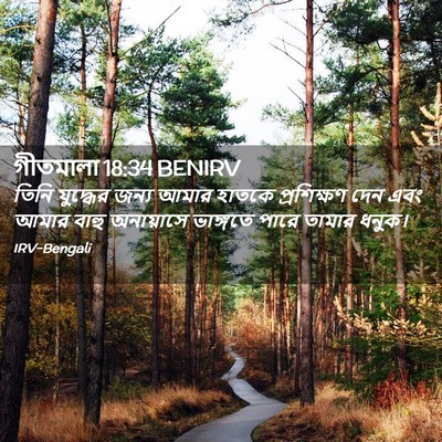 Picture 02 - গীতমালা 18:34 BENIRV - তিনি যুদ্ধের জন্য - Bible Verse Picture