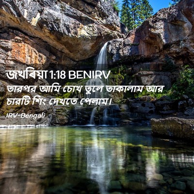 Picture 02 - জখৰিয়া 1:18 BENIRV - তারপর আমি চোখ তুলে - Bible Verse Picture