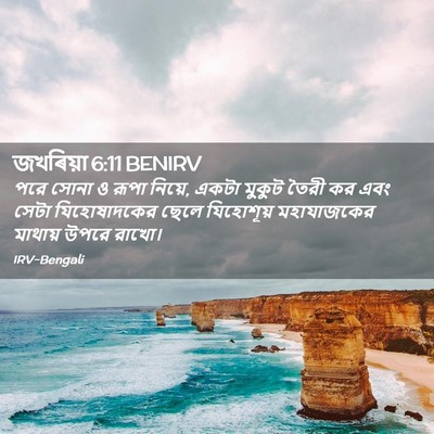 Picture 02 - জখৰিয়া 6:11 BENIRV - পরে সোনা ও রূপা - Bible Verse Picture