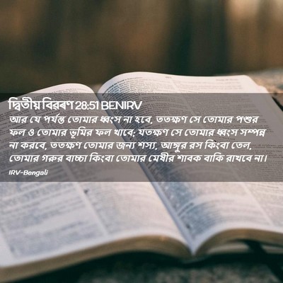 Picture 02 - দ্বিতীয় বিৱৰণ 28:51 BENIRV - আর যে পর্যন্ত - Bible Verse Picture