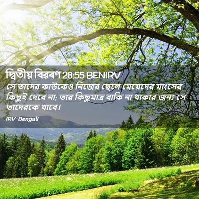 Picture 02 - দ্বিতীয় বিৱৰণ 28:55 BENIRV - সে তাদের কাউকেও - Bible Verse Picture