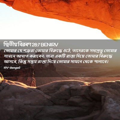 Picture 02 - দ্বিতীয় বিৱৰণ 28:7 BENIRV - তোমার যে শত্রুরা - Bible Verse Picture