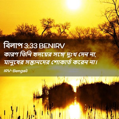 Picture 02 - বিলাপ 3:33 BENIRV - কারণ তিনি হৃদয়ের - Bible Verse Picture