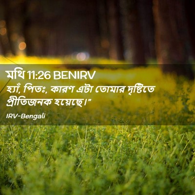 Picture 02 - মথি 11:26 BENIRV - হ্যাঁ, পিতঃ, কারণ - Bible Verse Picture