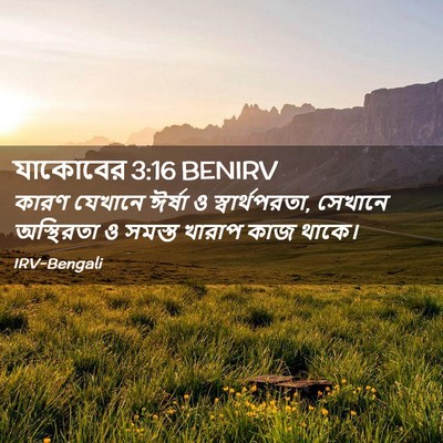 Picture 02 - যাকোবের 3:16 BENIRV - কারণ যেখানে ঈর্ষা - Bible Verse Picture