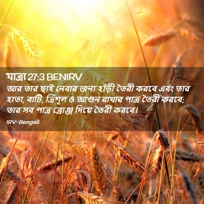 Picture 02 - যাত্ৰা 27:3 BENIRV - আর তার ছাই নেবার - Bible Verse Picture