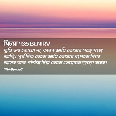 Picture 02 - যিচয়া 43:5 BENIRV - তুমি ভয় কোরো না, - Bible Verse Picture